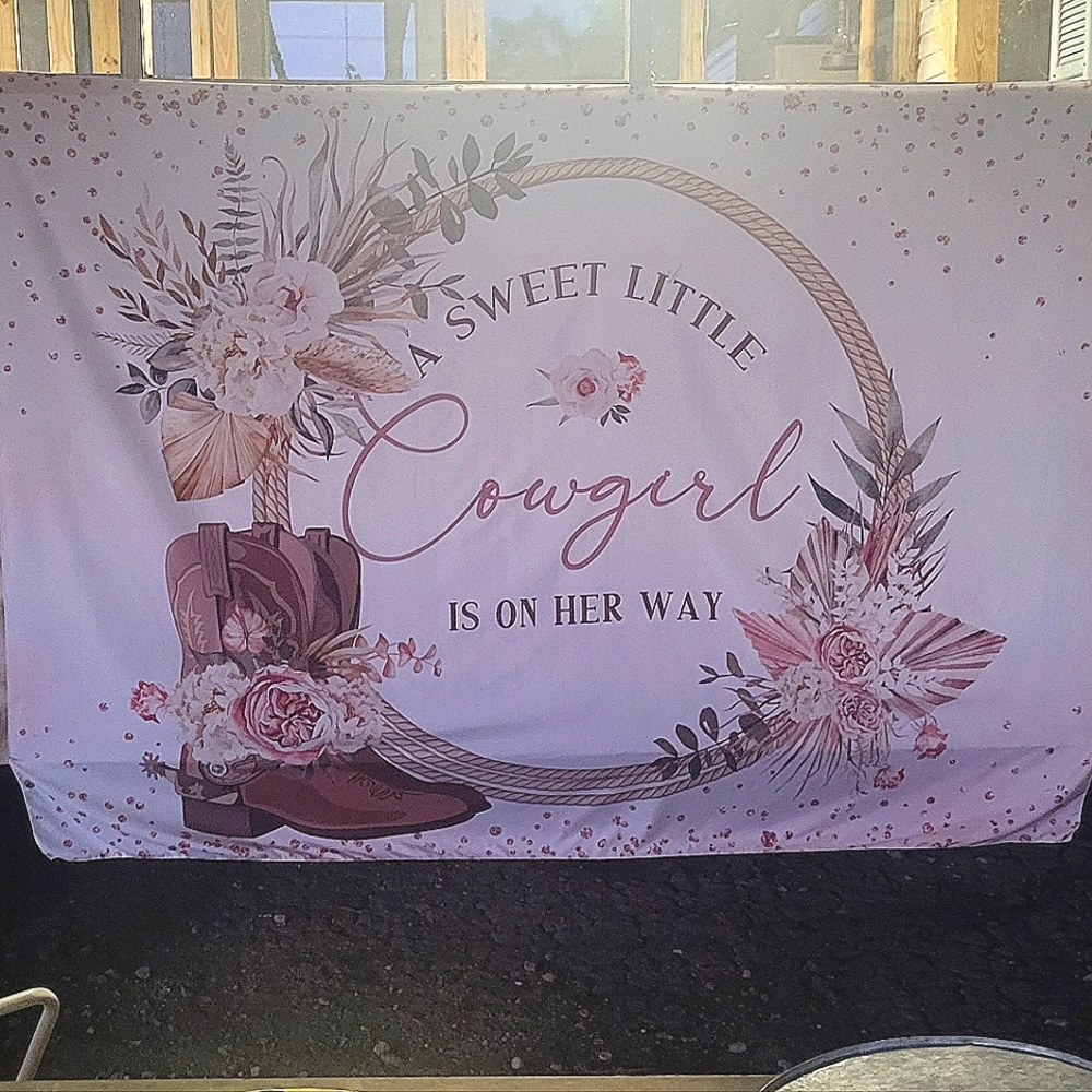 LIGHTINHOME Cowgirl Backdrop 7Wx5H Feet Boho Western Country Floral Straw Rope